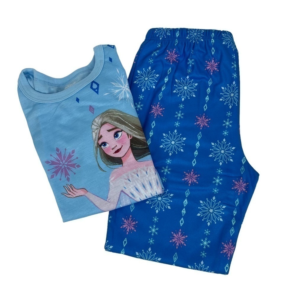 NWT DISNEY Frozen Girl’s 2-Pc Pajamas Sz 7/8 Multi Colors Long Sleeves/Bottoms